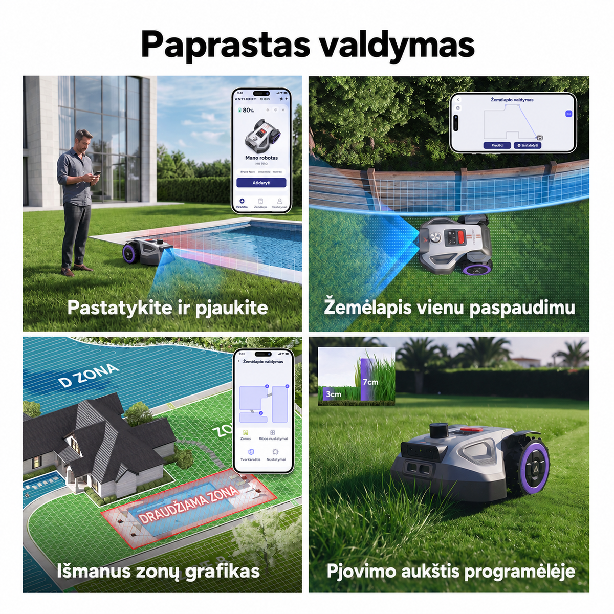 ANTHBOT M9 PRO – belaidis vejos robotas iki 1 000 m²